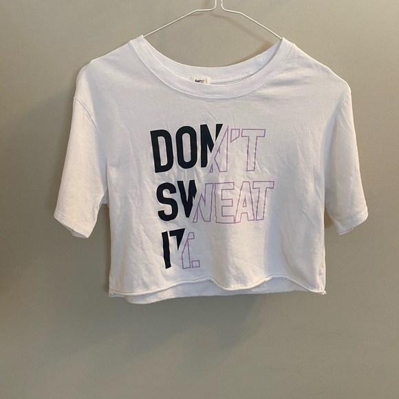 Garage White Cropped Graphic Tee “Don’t Sweat It” Size XS - Picture 2 of 9